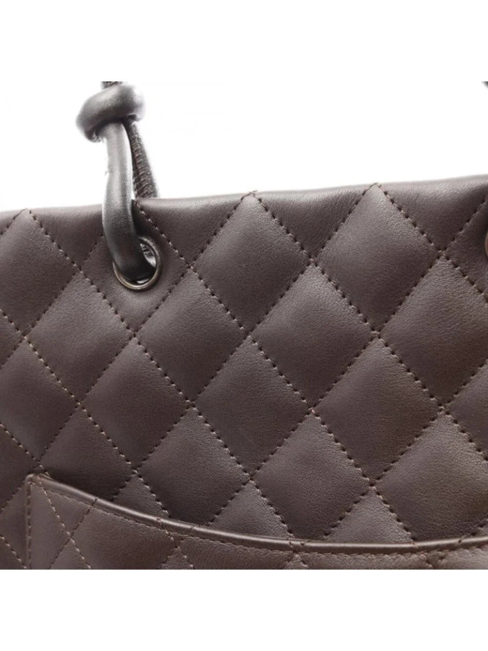 Chanel Tote Bag Cambon Line Medium Dark Brown Leather Patent